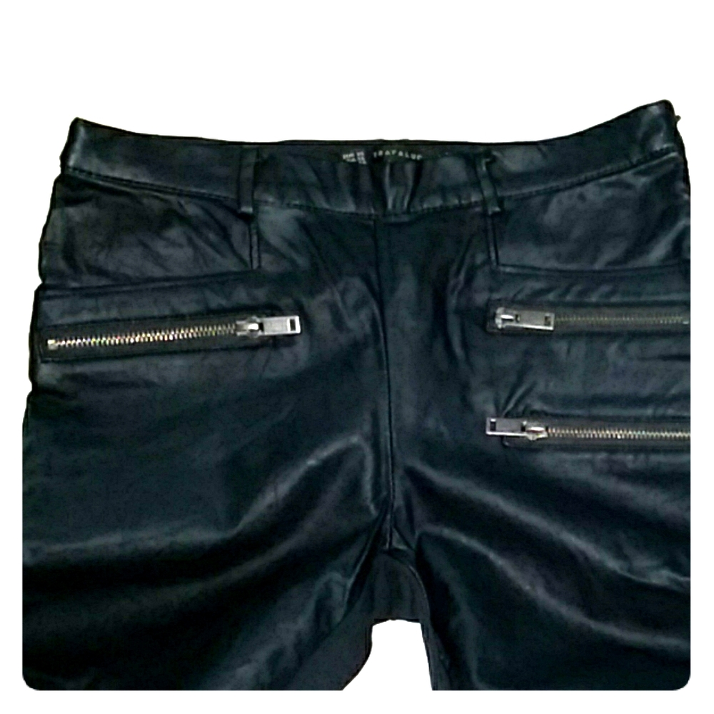 Zara XS Blue Jeggings Skinny Pants Faux Leather